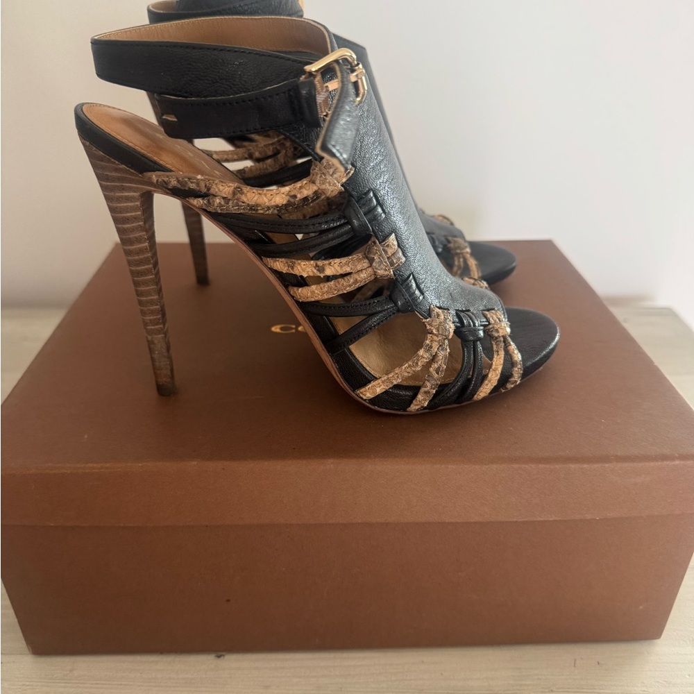Coach Black and Sand Strappy Heels. Great Condition! - Picture 4 of 6